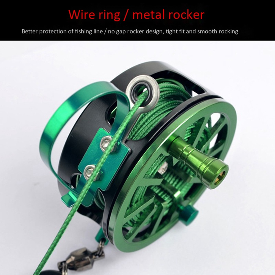 Fly Reel - ステンレス鋼の釣りロックバックル、リールライブフィッシュロック、フロートカラビナ付き格納式ロープ、ホット