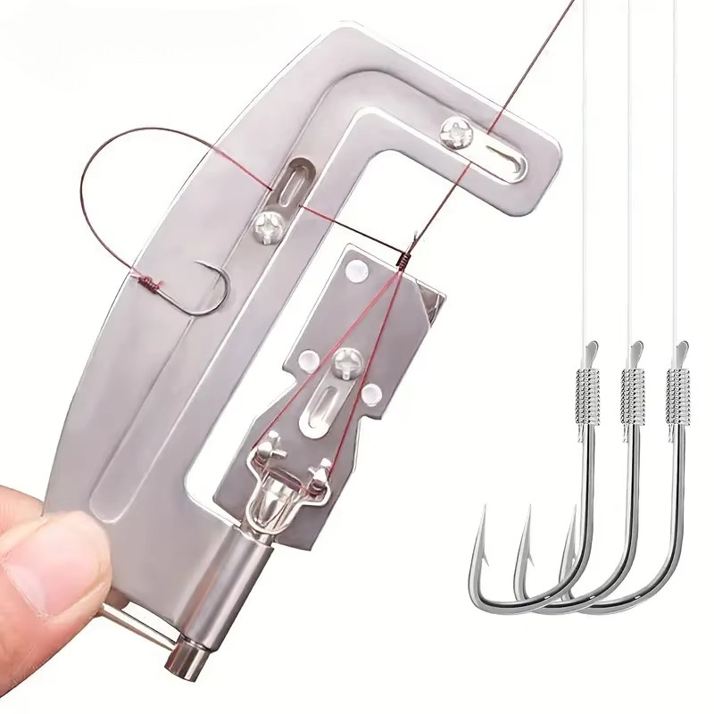Baitcasting Reel - ステンレス製、半自動式釣り針結び器、素早い針結びが可能な釣り用具、携帯用釣りアクセサリー、釣り糸結び器。