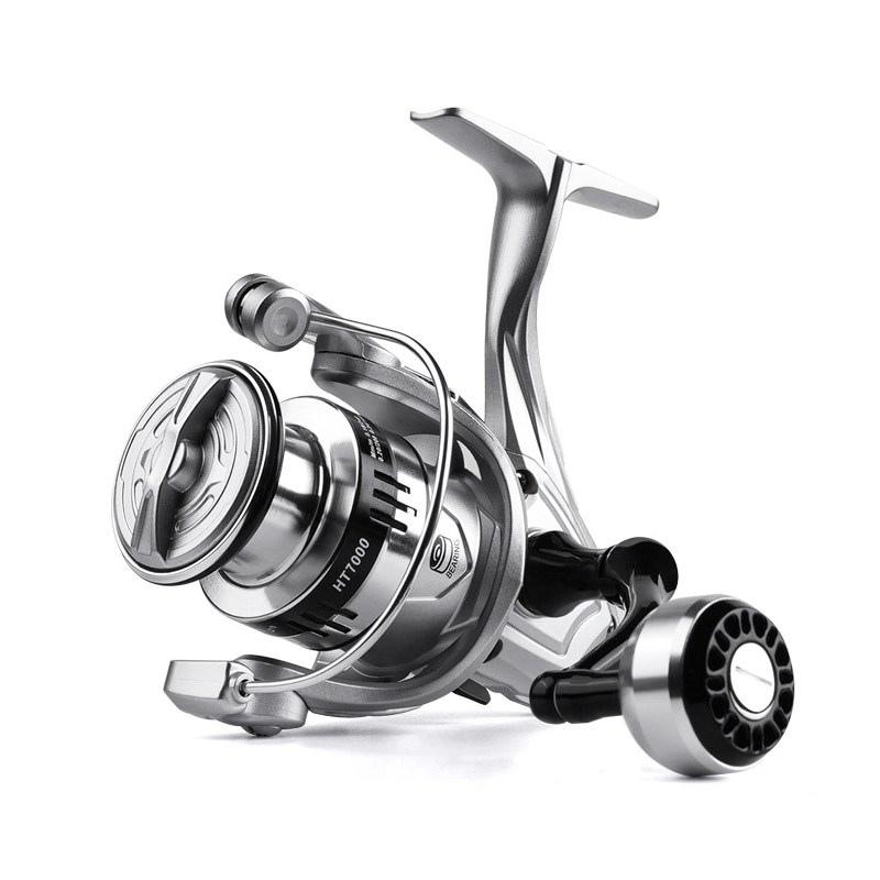 Trolling Reel - シルバーフィッシングリール スピニング 超軽量メタルスプール CNCメタルハンドル 1000-7000 ギア比