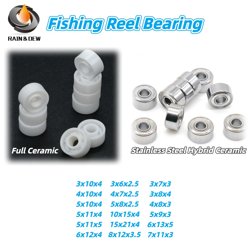 Baitcasting Reel - オールセラミックハイブリッドセラミックベアリング（1/5/10P）ルヤ釣りリール、ベイトキャスティングリール、スピニングリール、アップグレード版 3x6x2.5、3x8x4、3x10x4
